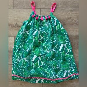 Tommy Bahama Girls SZ 5 Tropical Green Pink Leaf Dress